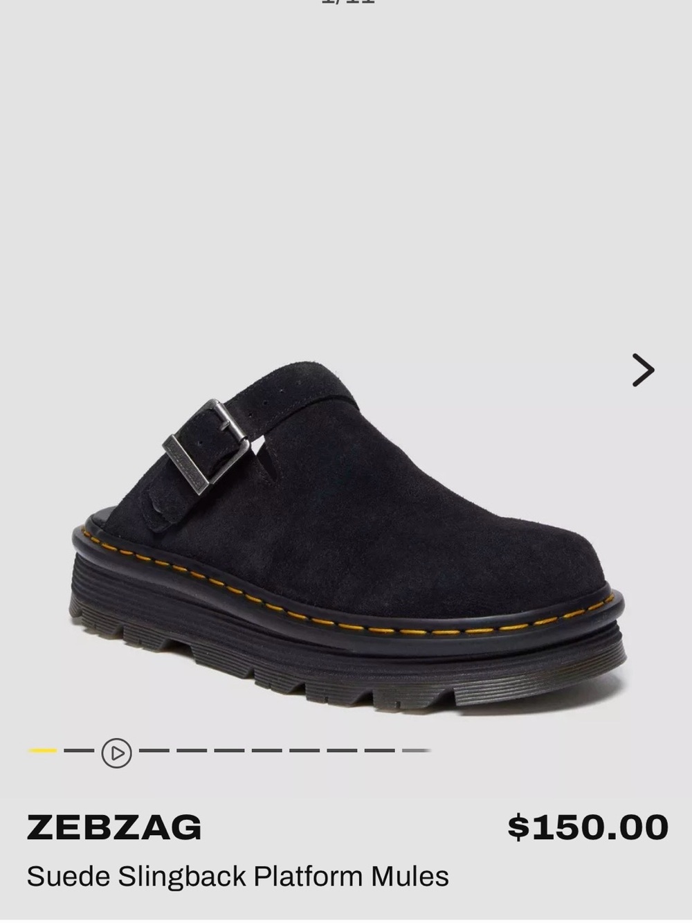 Dr. Martens Black Suede Zebzag Slingback Platform Mules